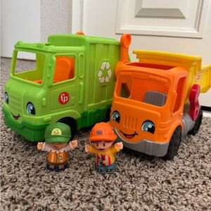 Little People Recycling and Construction Toy Trucks with Figures